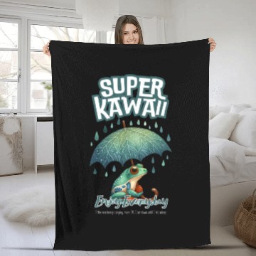 Discover Rainy Frog kawai Fleece Blankets