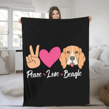Discover Beagle Dog Mom Mothers Day Peace Love Beagles Fleece Blankets