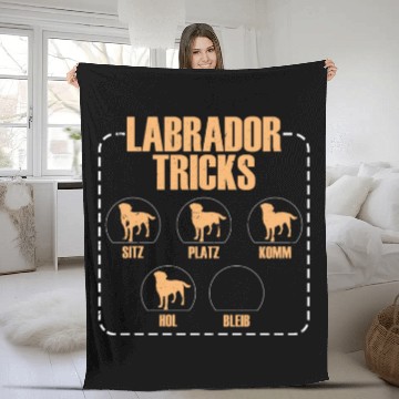 Discover LABRADOR TRICKS Funny Labrador Retriever Dog Fleece Blankets