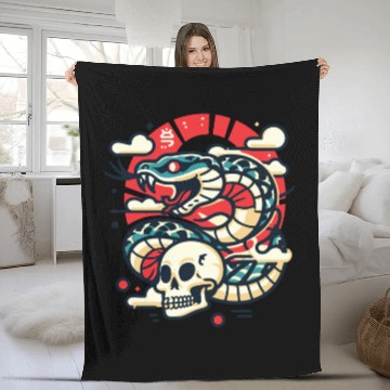 Discover Skull Serpent Fleece Blankets