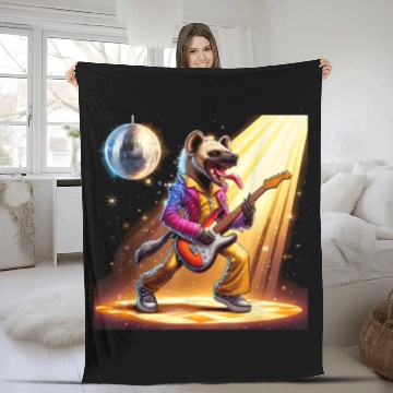 Discover Disco Ball Guitar Hyena Fleece Blankets
