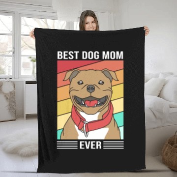 Discover Best Dog Mom Ever Staffordshire Terrier Staffy Mom Fleece Blankets
