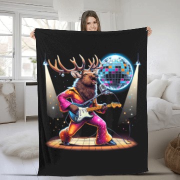 Discover Disco Ball Guitar Elk Fleece Blankets