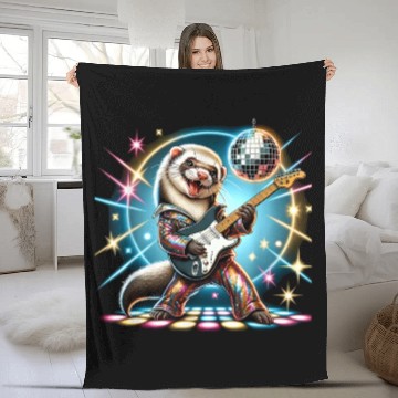 Discover Disco Ball Guitar Ferret Fleece Blankets