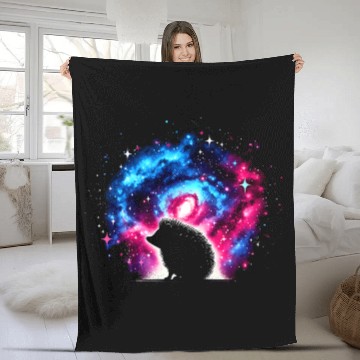 Discover Cool Hedgehog Galaxy Space Art Fleece Blankets