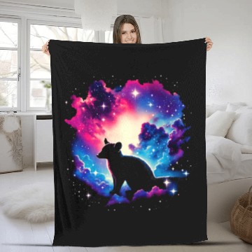 Discover Cool Kinkajou Galaxy Space Art Fleece Blankets