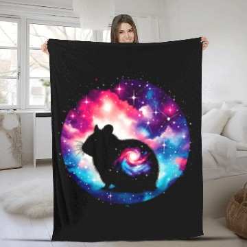 Discover Cool Hamster Galaxy Space Art Fleece Blankets