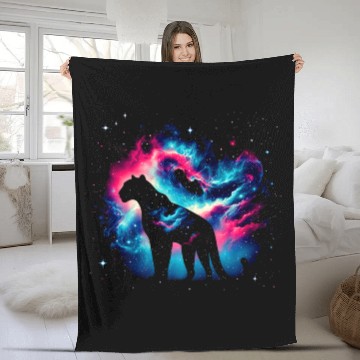 Discover Cool Leopard Galaxy Space Art Fleece Blankets
