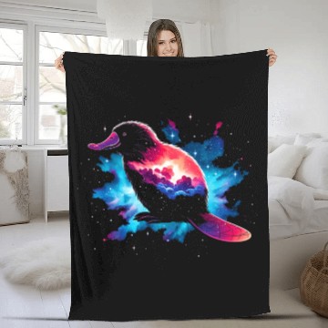 Discover Cool Platypus Galaxy Space Art Fleece Blankets