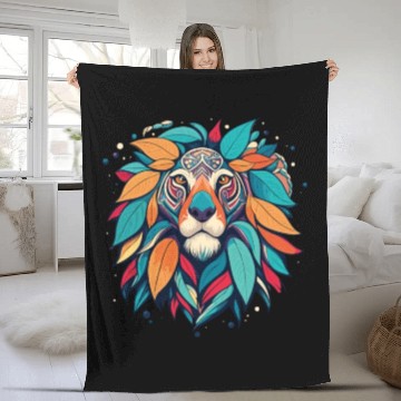 Discover Lion Floral Majesty: A Regal Roar Amidst Blossom Fleece Blankets