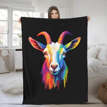 Discover Goat Colorful Animal Illustration Fleece Blankets