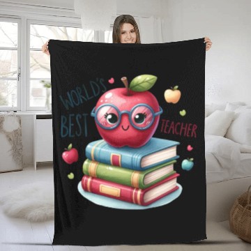 Discover Worlds Best Teacher Apple And Books For Teacher Fleece Blankets