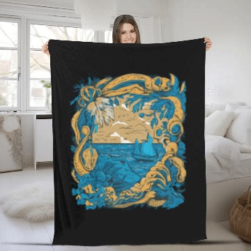 Discover Sun Kissed Shores A Mediterranean Odyssey Fleece Blankets
