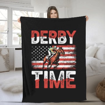 Discover Derby Time Louisville Kentucky Horse Racing Fleece Blankets
