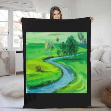Discover Serene River Path Fleece Blankets