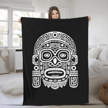 Discover Maya God Mayan Mythology Ek Chuah Intricate Mask Fleece Blankets