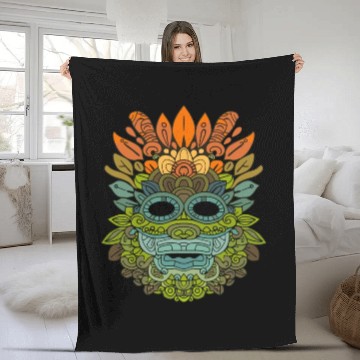 Discover Maya God Mayan Mythology Itzamna Colorful Tribal Fleece Blankets