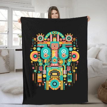 Discover Maya God Mayan Mythology Itzamna Mask Art Fleece Blankets