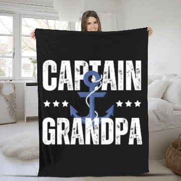 Discover Captain Grandpa with anchor Cruise Captain Boating Fleece Blankets