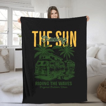 Discover Chasing the Sun Riding the Waves Outdoor Wear Fleece Blankets