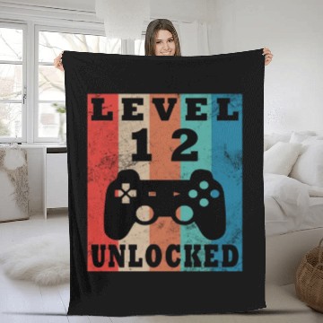 Discover 12th birthday level 12 gamer gift Fleece Blankets