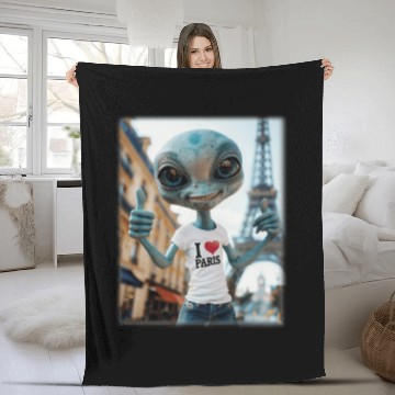 Discover A Alien in Paris. I love Paris Fleece Blankets