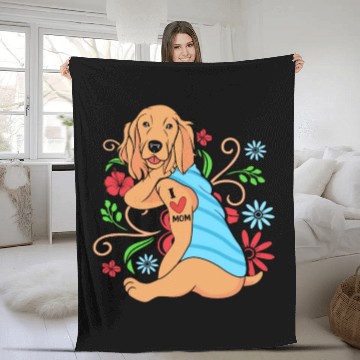 Discover Cute Heart Cocker Spaniel Mom I Love Mom Fleece Blankets