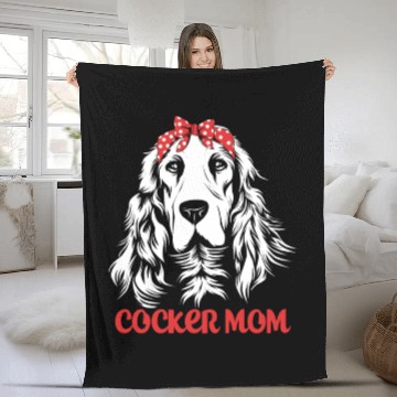 Discover Cute Dog Hair Bow Cocker Spaniel Mom Cocker Mom Fleece Blankets