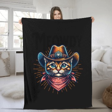 Discover Western Vintage Cat Fleece Blankets Cute Kitty Funny Fleece Blankets