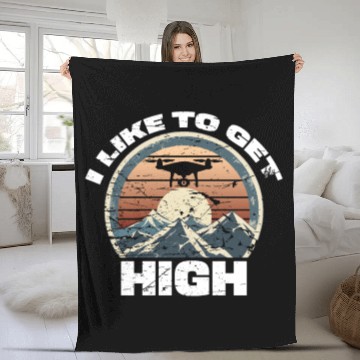 Discover Drone I Like to get High Photography Mountains Fleece Blankets