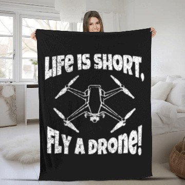 Discover Life is short fly a drone funny saying Fleece Blankets