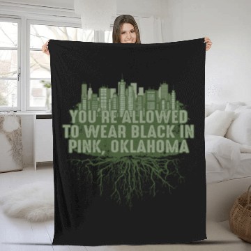 Discover Allowed to Wear Black in Pink Oklahoma Pun OK Joke Fleece Blankets
