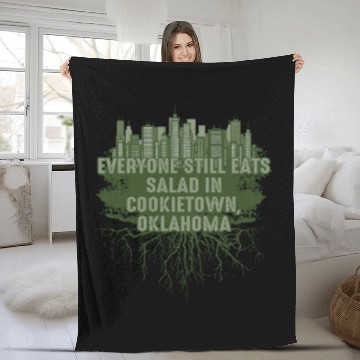 Discover Eating Salad in Cookietown Oklahoma Pun OK Joke Ok Fleece Blankets