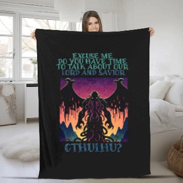 Discover Lord & Savior Cthulhu Cult Lovecraft Necronomicon Fleece Blankets