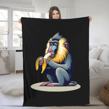 Discover Mandrill Banana Monkey Fleece Blankets