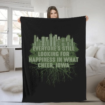 Discover Look for Happiness in What Cheer Iowa Pun IA Joke Fleece Blankets