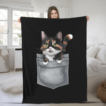 Discover Japanese Bobtail Cat In Pocket Fleece Blankets