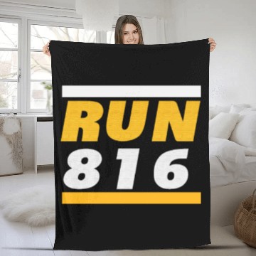 Discover "RUN 816" Bold Athletic Runners fitness enthusiast Fleece Blankets