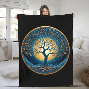 Discover Irish Nordic Celtic Tree of Life Yggdrasil Fleece Blankets