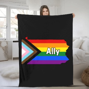Discover Pennsylvania Pride Ally Progress Flag Fleece Blankets