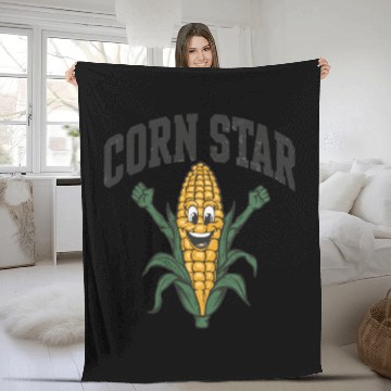 Discover Funny Farm Food Fleece Blankets Corny Cob Farmer Corn Star
