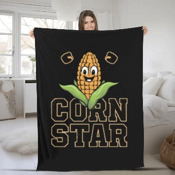 Discover Funny Farm Food Fleece Blankets Corny Cob Farmer Corn Star