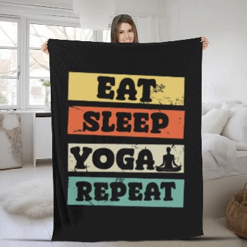 Discover eat sleep yoga repeat Fleece Blankets