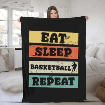 Discover eat sleep basketball repeat Fleece Blankets