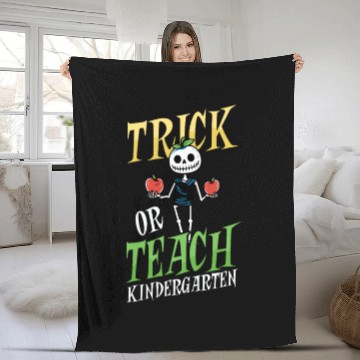 Discover Kindergarten Teacher Trick Or Teach Skeleton Fleece Blankets