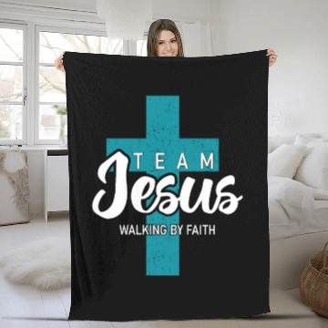 Discover Team Jesus Walking By Faith Inspirational Design Fleece Blankets