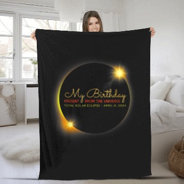 Discover Solar Eclipse Birthday Present Universe Fleece Blankets