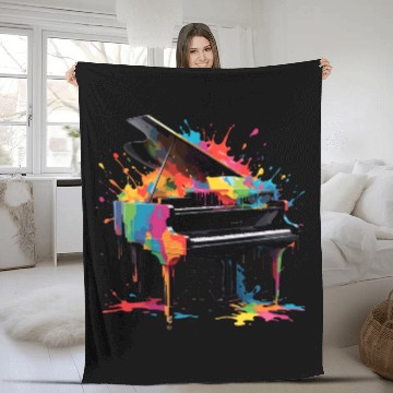 Discover Colorful Splashed Piano Music Lover Funny Design Fleece Blankets