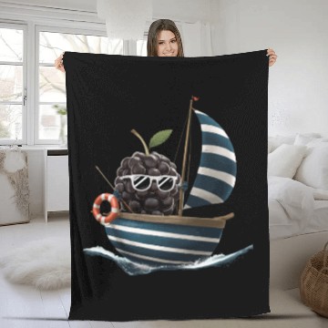 Discover Fruit Boating Blackberries Fleece Blankets