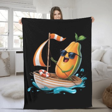 Discover Fruit Boating Papaya Fleece Blankets